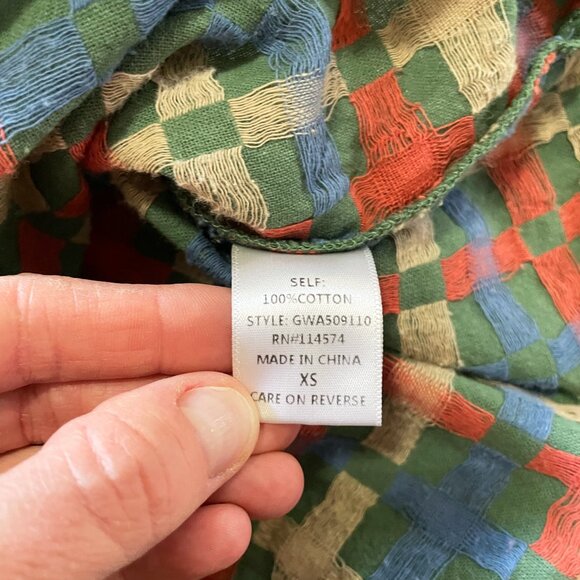 Ro & De Multicolor Pattern High Neck Long Sleeve Blouse Green Size Extra Small - Picture 6 of 8